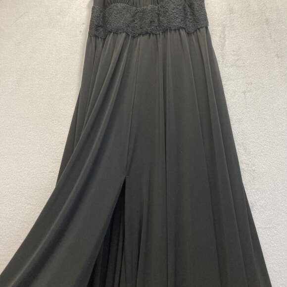 R&M Richards Maxi Dress Gown Womens 10 Black Formal Halter Keyhole Lace Stretch - Picture 11 of 16